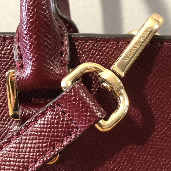 Michael Kors Selma Medium Saffiano Leather Merlot/Wine Satchel Crosbody Handbag - Picture 11 of 16